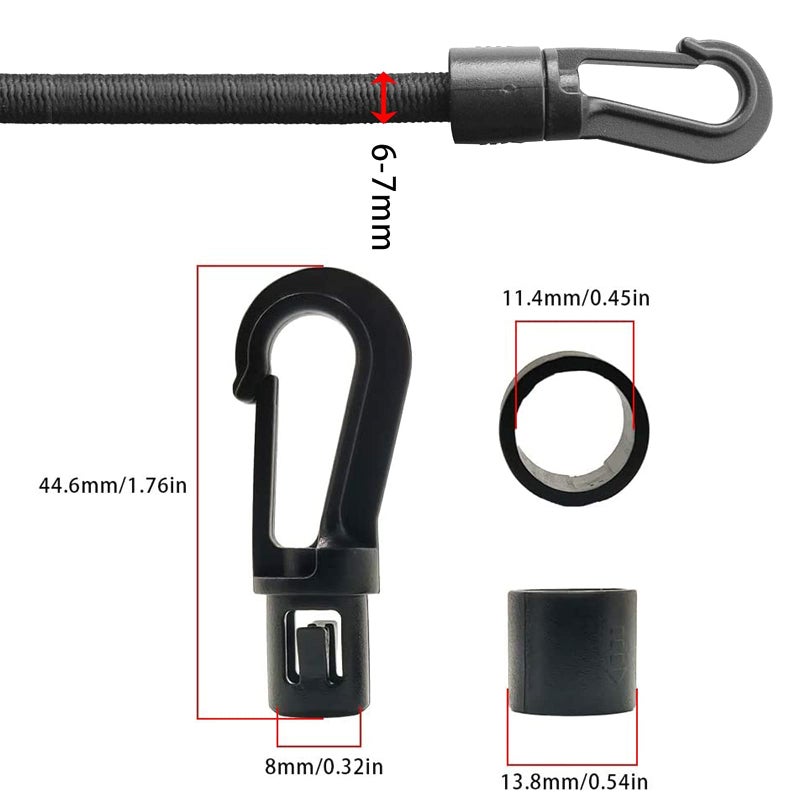 CLIO 1/4" x 25' Elastic Bungee Shock Cord - Kayak Stretch String Rope with Bungee Shock Cord Hook Suitable for Boat Camping Accessories, Exercise, Fitness and Outdoor Enthusiasts (25 Feet Rope + 10 Hooks) - Image 2